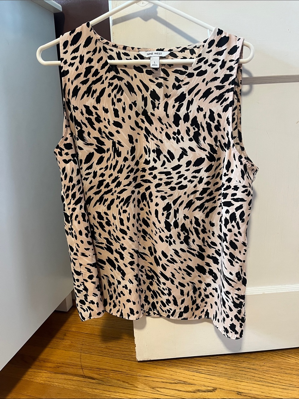 Nine West Pink and Black Animal-Print Sleeveless Camisole